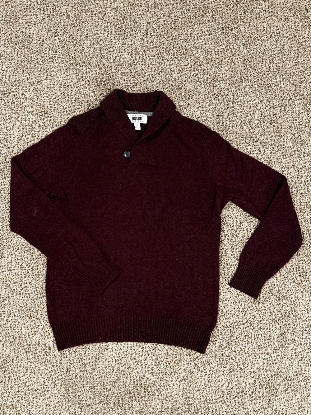 Joseph Abboud Men's Zip-Up Shawl Collar Sweater - Burgundy